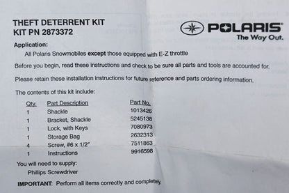 New OEM Polaris 2873372 Snowmobile Anti-Theft Kit NOS