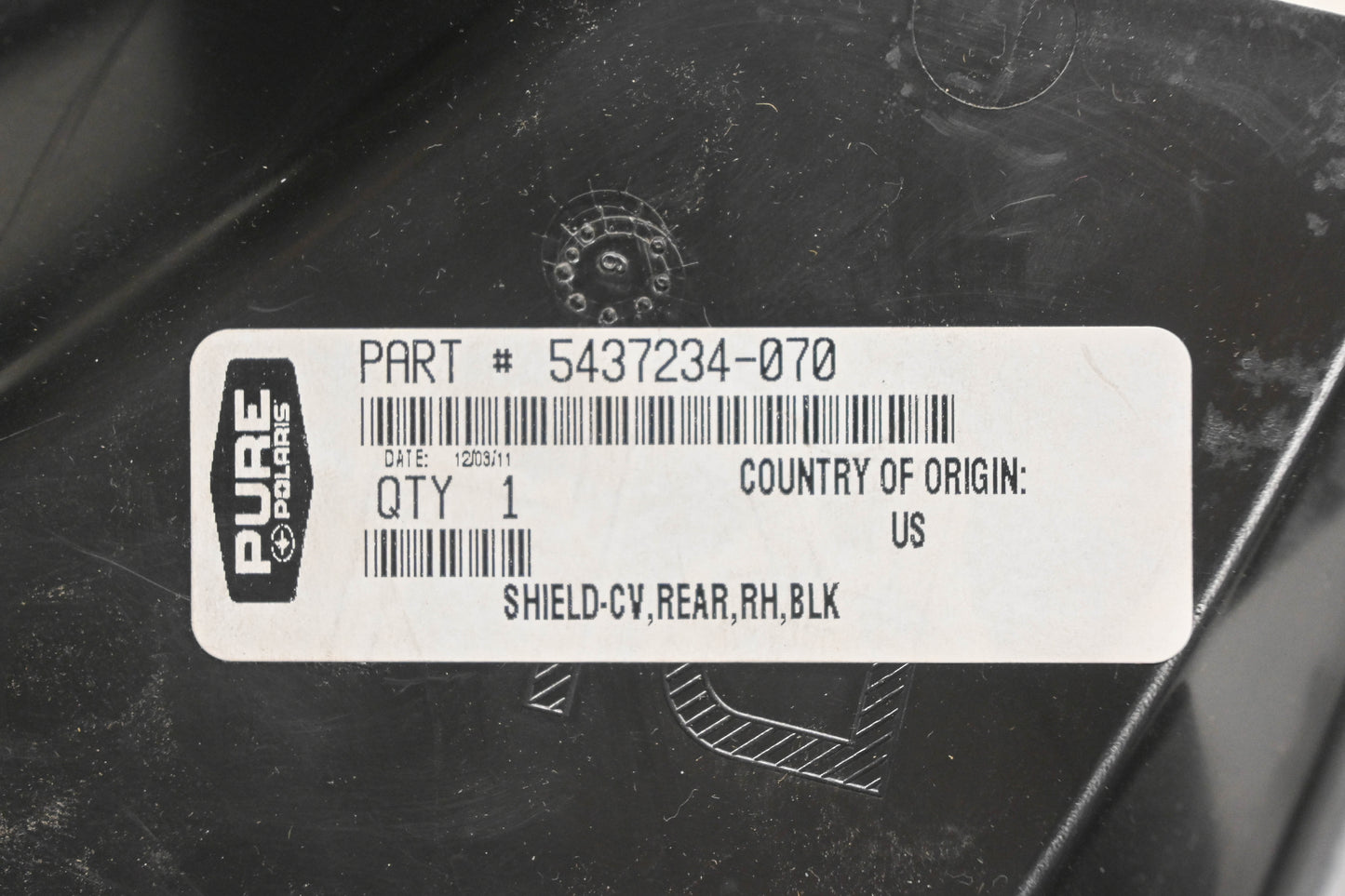 New OEM Polaris 5437234-070 Black Rear Right CV Axle Shield NOS