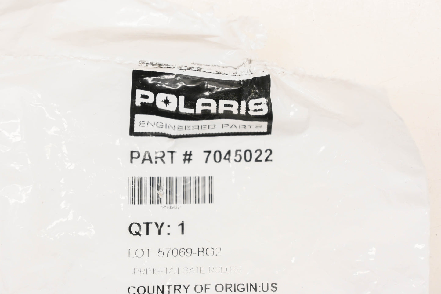 New OEM Polaris 7045022 Right Tailgate Rod Spring NOS
