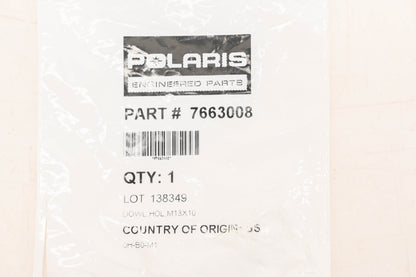 New OEM Polaris 7663008 Hollow Dowel NOS