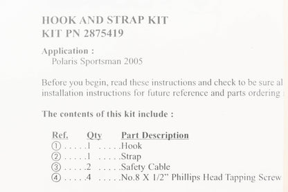 New OEM Polaris 2875419 Super Winch Hook Kit NOS