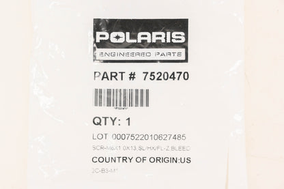 New OEM Polaris 7520470 Hex Flange Bleed Screw NOS