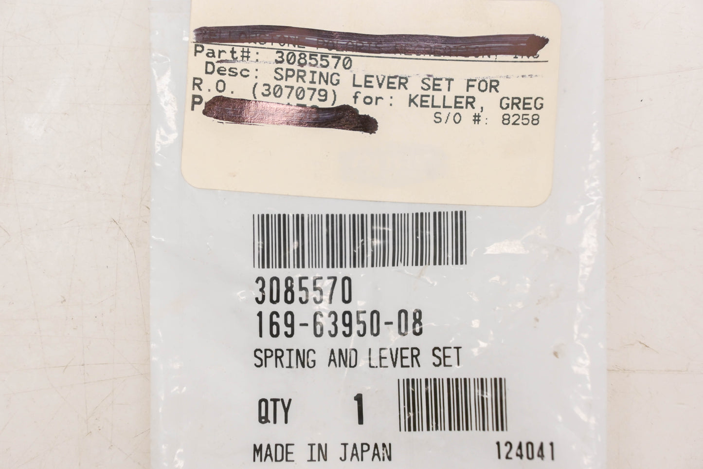 New OEM Polaris 3085570, 169-63950-08 Spring & Lever Kit NOS
