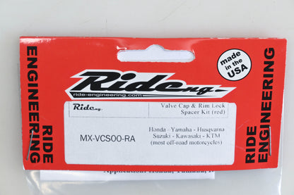 Rideng MX-VCS00-RA Red Valve Cap & Rim Lock Spacer Kit NOS
