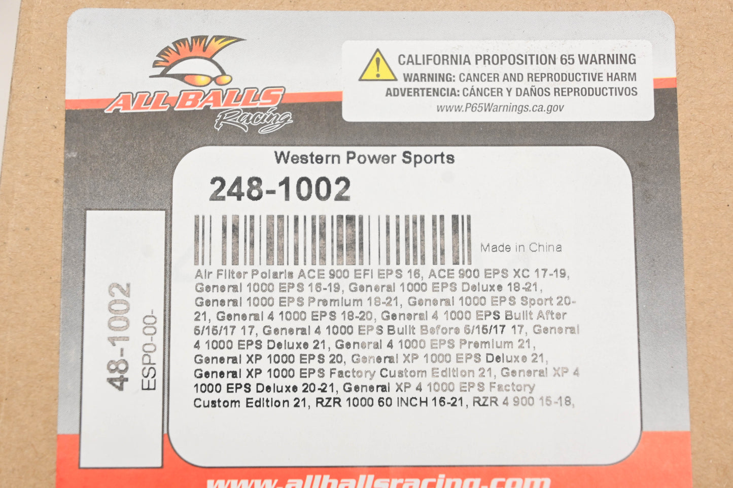 All Balls 248-1002, 48-1002 Air Filter NOS