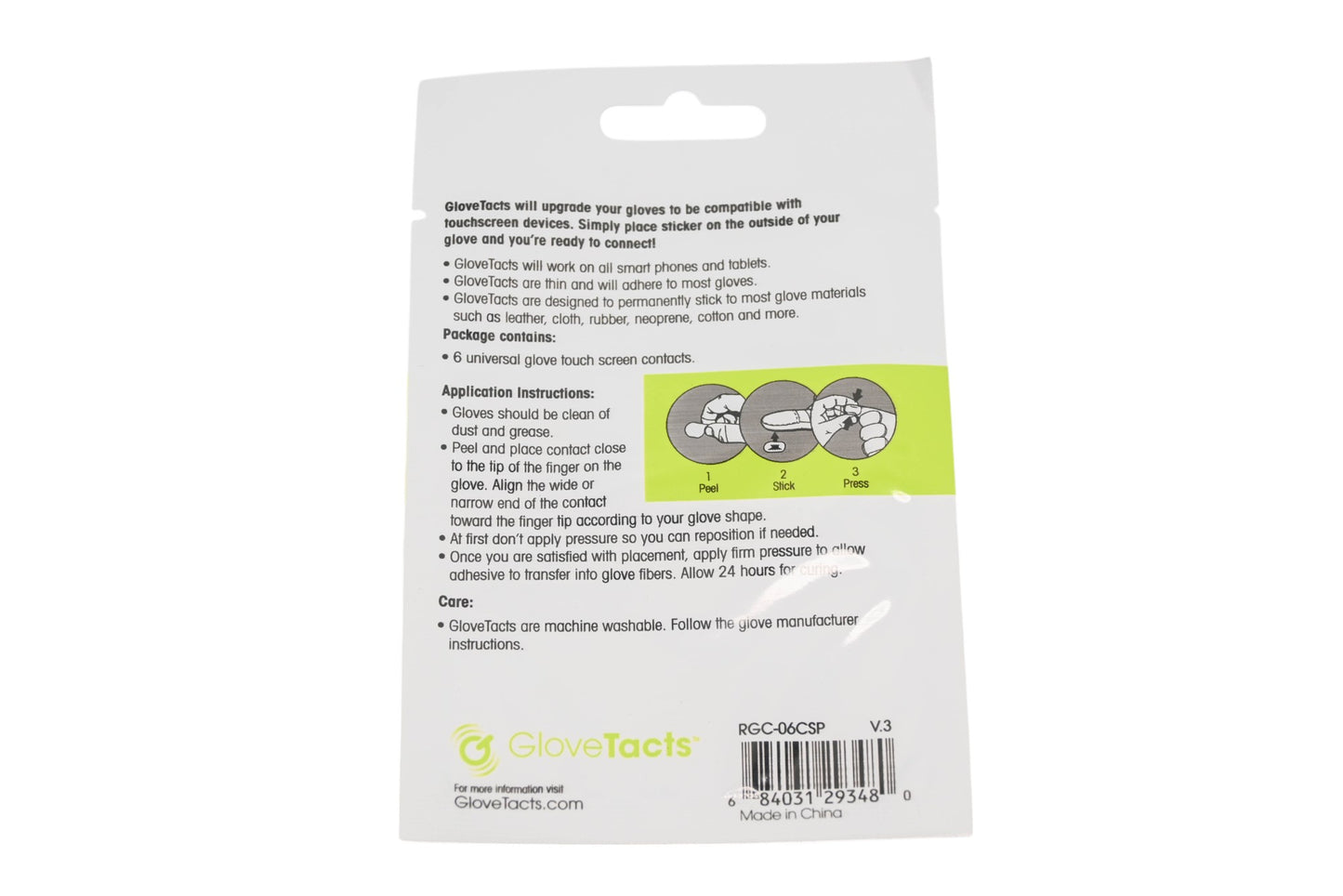 GloveTacts RGC-06CSP, 29-9000EA Ultra Thin Touchscreen Fingertip Contact Kit NOS
