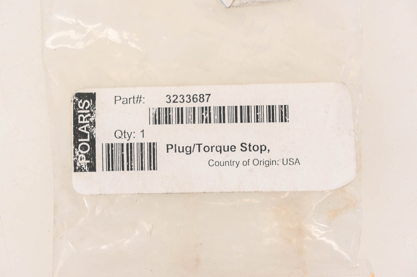 New OEM Polaris 3233687 Torque Stop Plug NOS