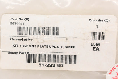 New OEM Polaris 2874491 2003 Sportsman 400/500 Plow Mount Plate Update Kit NOS