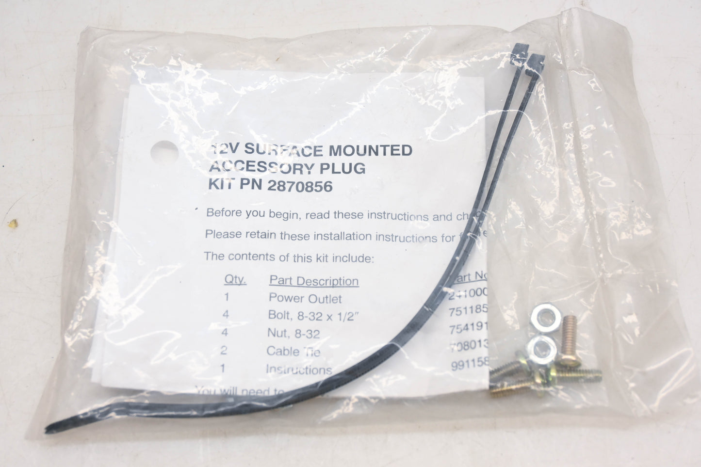 New OEM Polaris 2870856 Surface Mounted 12v Accessory Power Outlet Kit NOS
