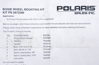 New OEM Polaris 2872586 Boogie Wheel Mounting Bracket Kit NOS