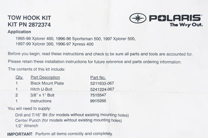 New OEM Polaris 2872374 Gen4 Tow Hook Kit NOS