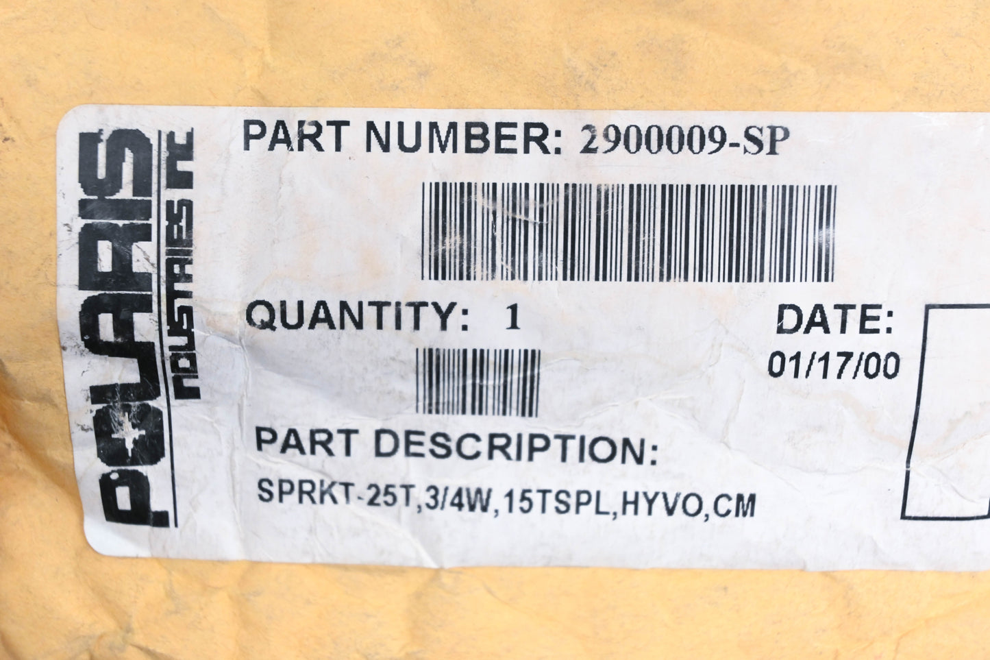 New OEM Polaris 2900009-SP, 2900009 Upper Sprocket 25T 15T Spline NOS