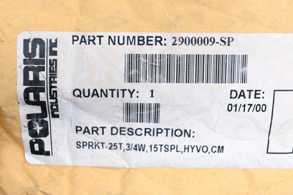 New OEM Polaris 2900009-SP, 2900009 Upper Sprocket 25T 15T Spline NOS