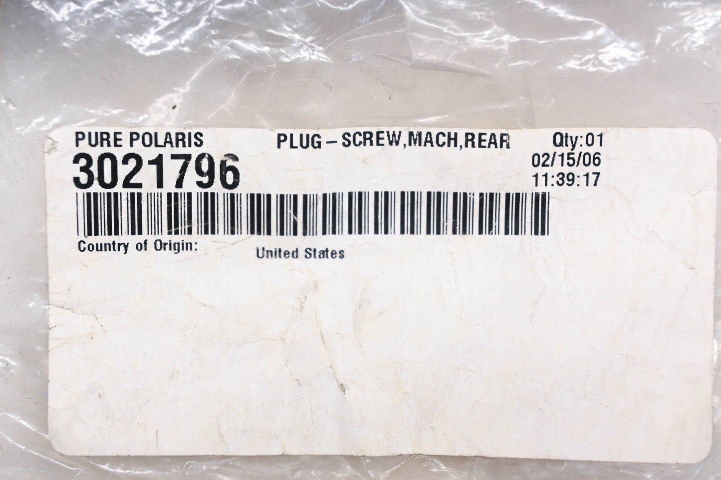 New OEM Polaris 3021796 Rear Screw Plug NOS