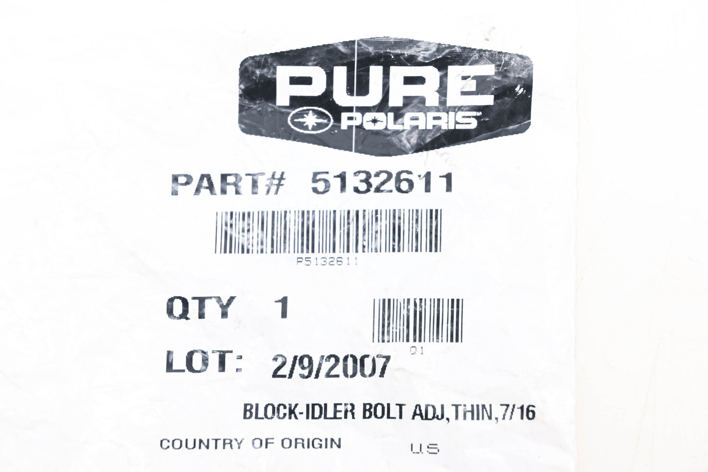 New OEM Polaris 5132611 Idler Adjusting Bolt Block NOS