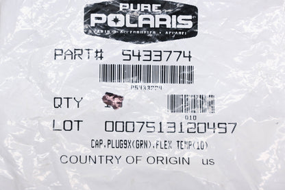 New OEM Polaris 5433774 Green Plug Caps Qty 2 NOS