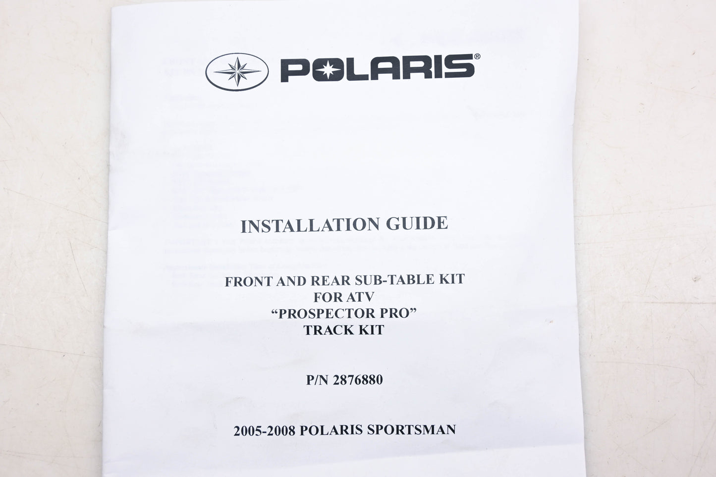 New OEM Polaris 2876880 Prospector Pro Front & Rear Sub-Table Track Mount Kit NOS