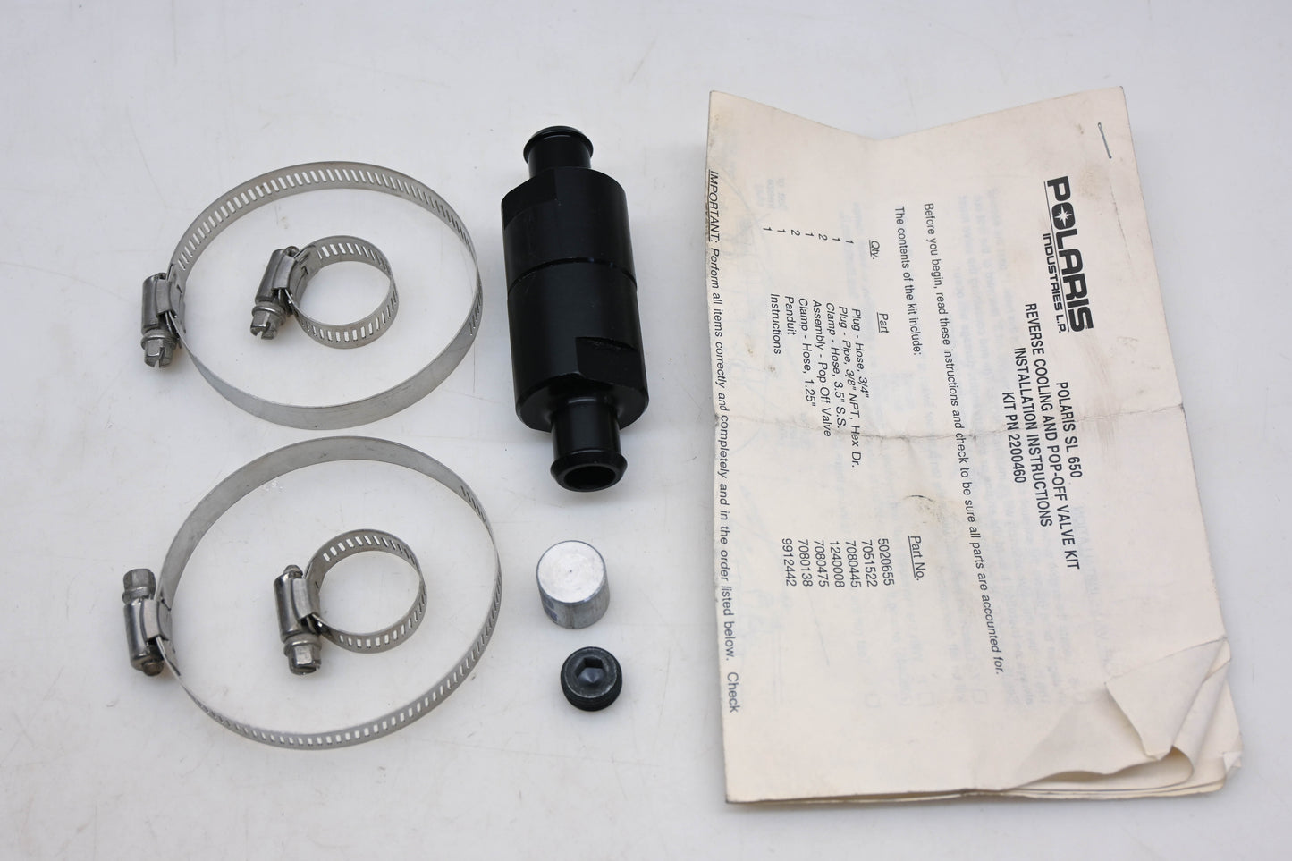 New OEM Polaris 2200460 Reverse Cooling & Pop-Off Valve Kit NOS