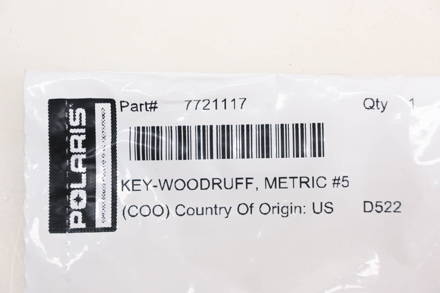 New OEM Polaris 7721117 Woodruff Key NOS