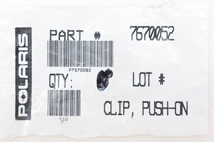 New OEM Polaris 7670052 Black Push-On Clips Qty 2 NOS