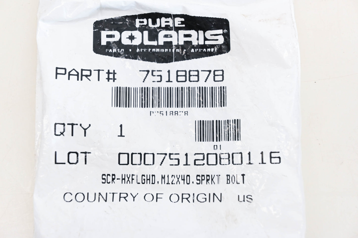 New OEM Polaris 7518878 Hex Flange Bolt NOS