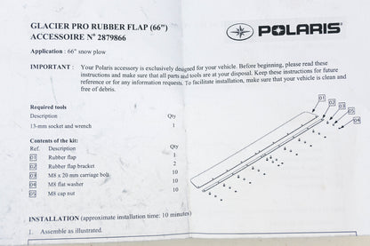 New OEM Polaris 2879866 Glacier Pro Rubber 66" Deflector Kit NOS