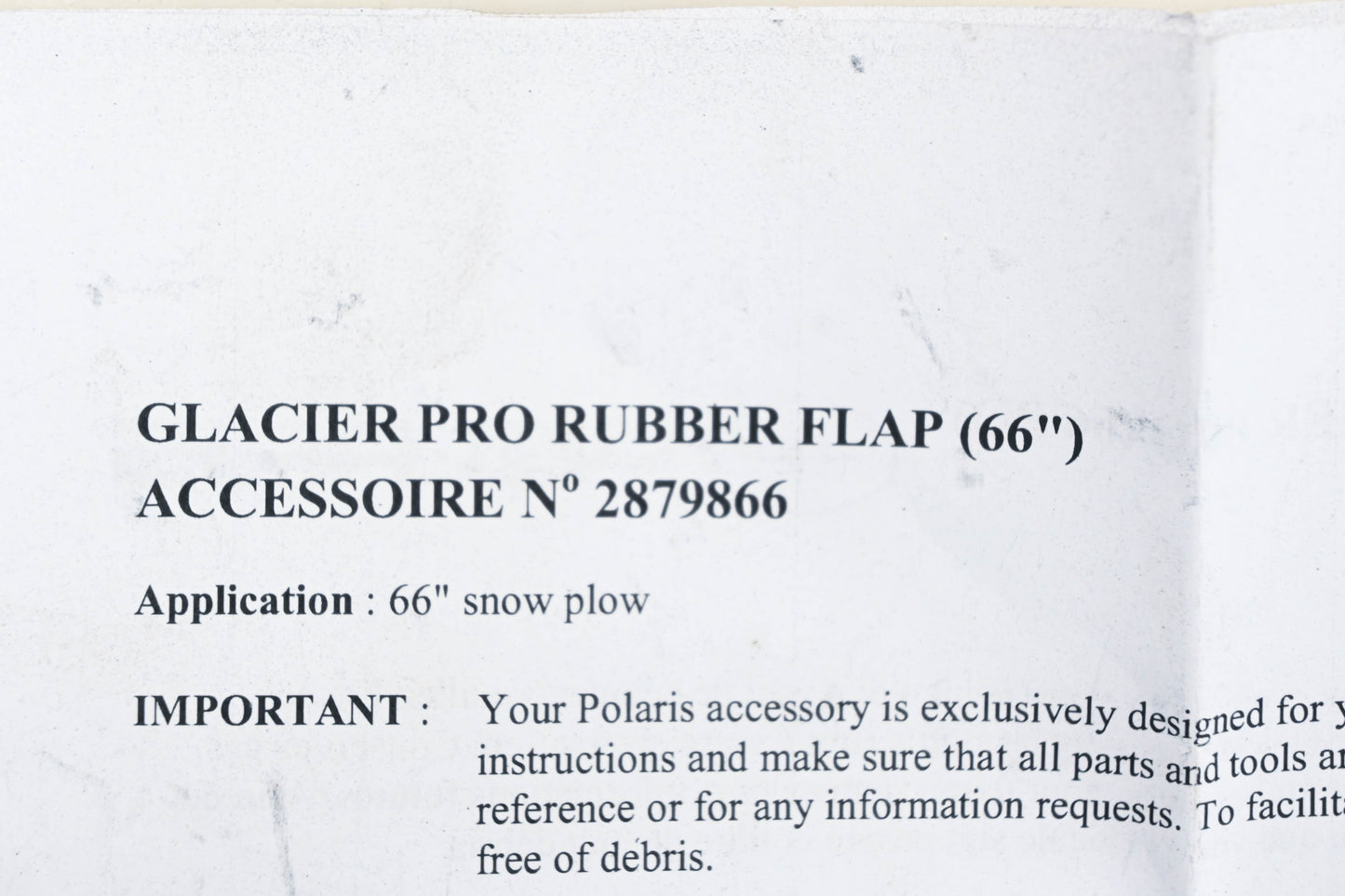 New OEM Polaris 2879866 Glacier Pro Rubber 66" Deflector Kit NOS
