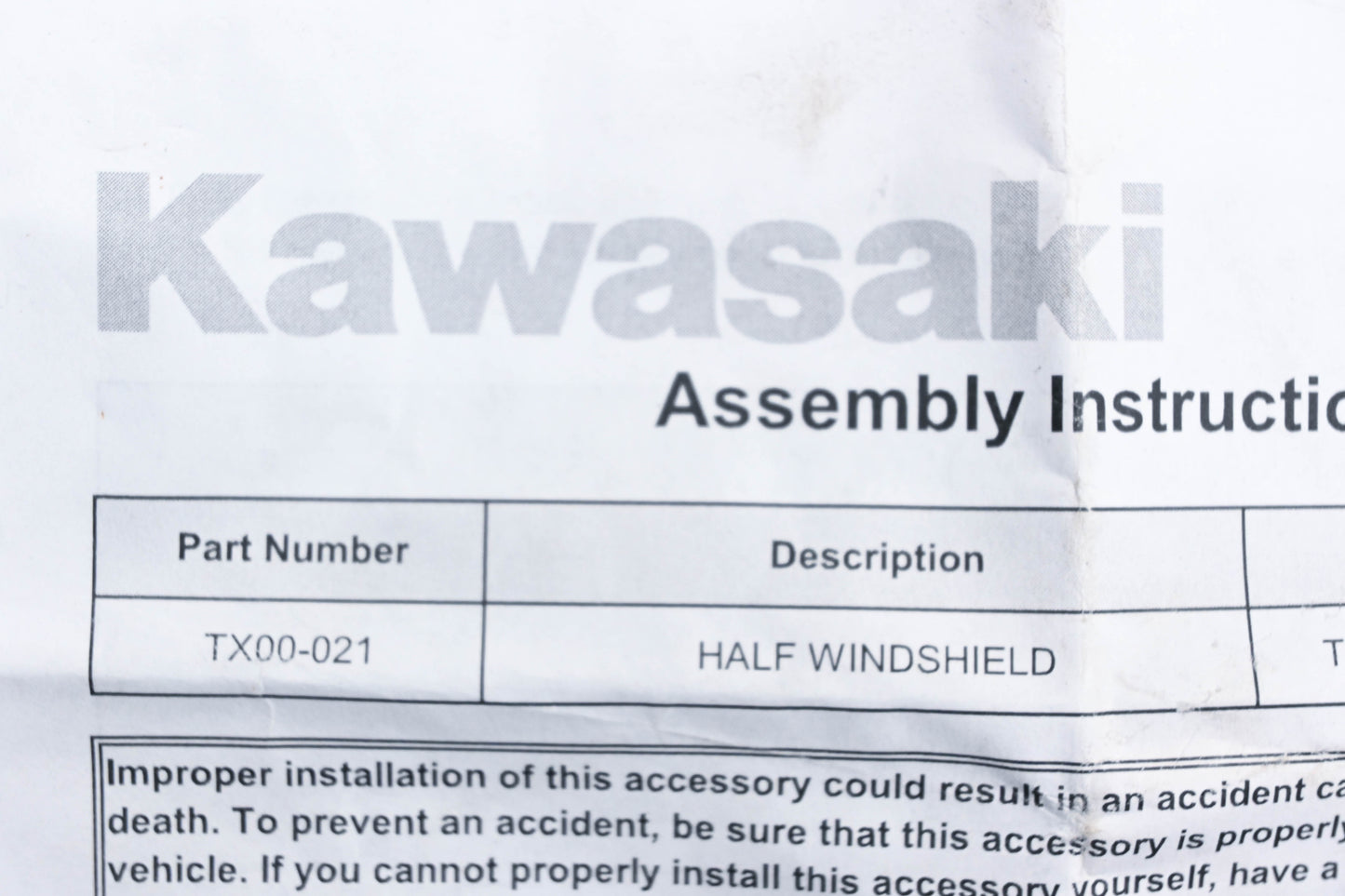 New OEM Kawasaki TX00-021 2016+ Teryx Half Windshield Hardware Kit NOS