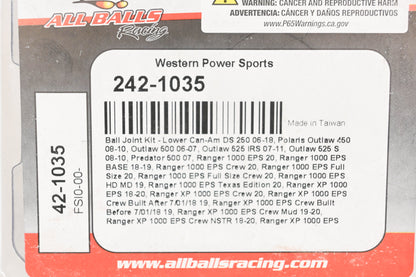 All Balls 242-1035, 42-1035 Lower Ball Joint Kit NOS