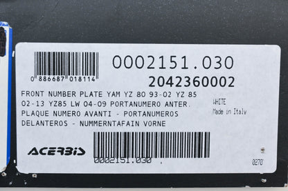Acerbis 2042360002, 20423-60002 Front Number Plate Kit NOS