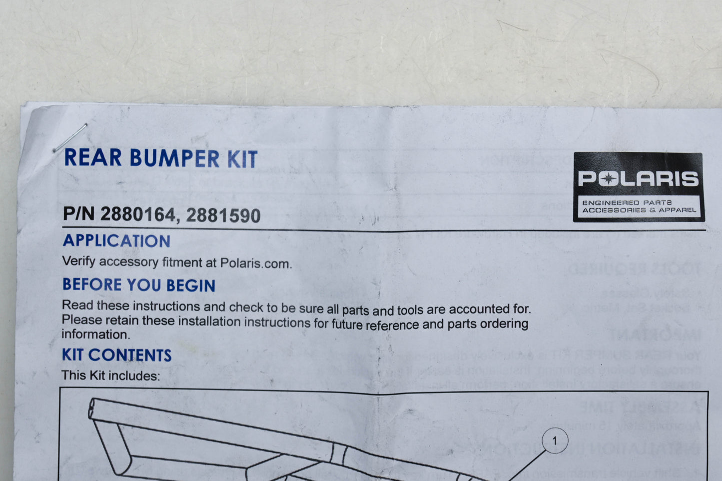 New OEM Polaris 2880164, 2881590 Rear Bumper Hardware Kit NOS
