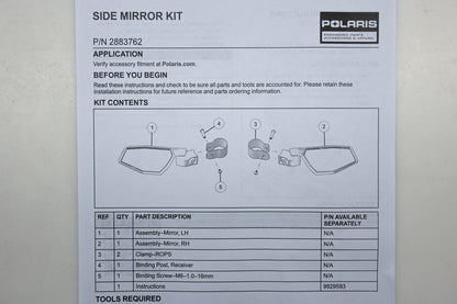 New OEM Polaris 2883762 Side Mirror Kit NOS