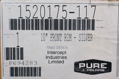 New OEM Polaris 1520175-117 10" Silver Front Rim NOS