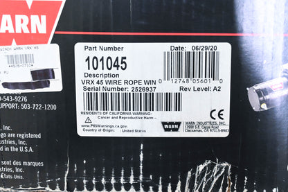 Warn 101045 VRX 4500lb Winch Kit NOS