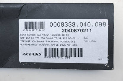 Acerbis 2040870211, 20408-70211 Yamaha Blue Rear Fender NOS