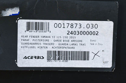 Acerbis 2403000002, 24030-00002 Yamaha White Rear Fender NOS