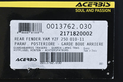 Acerbis 2171820002, 21718-20002 Yamaha White Rear Fender NOS