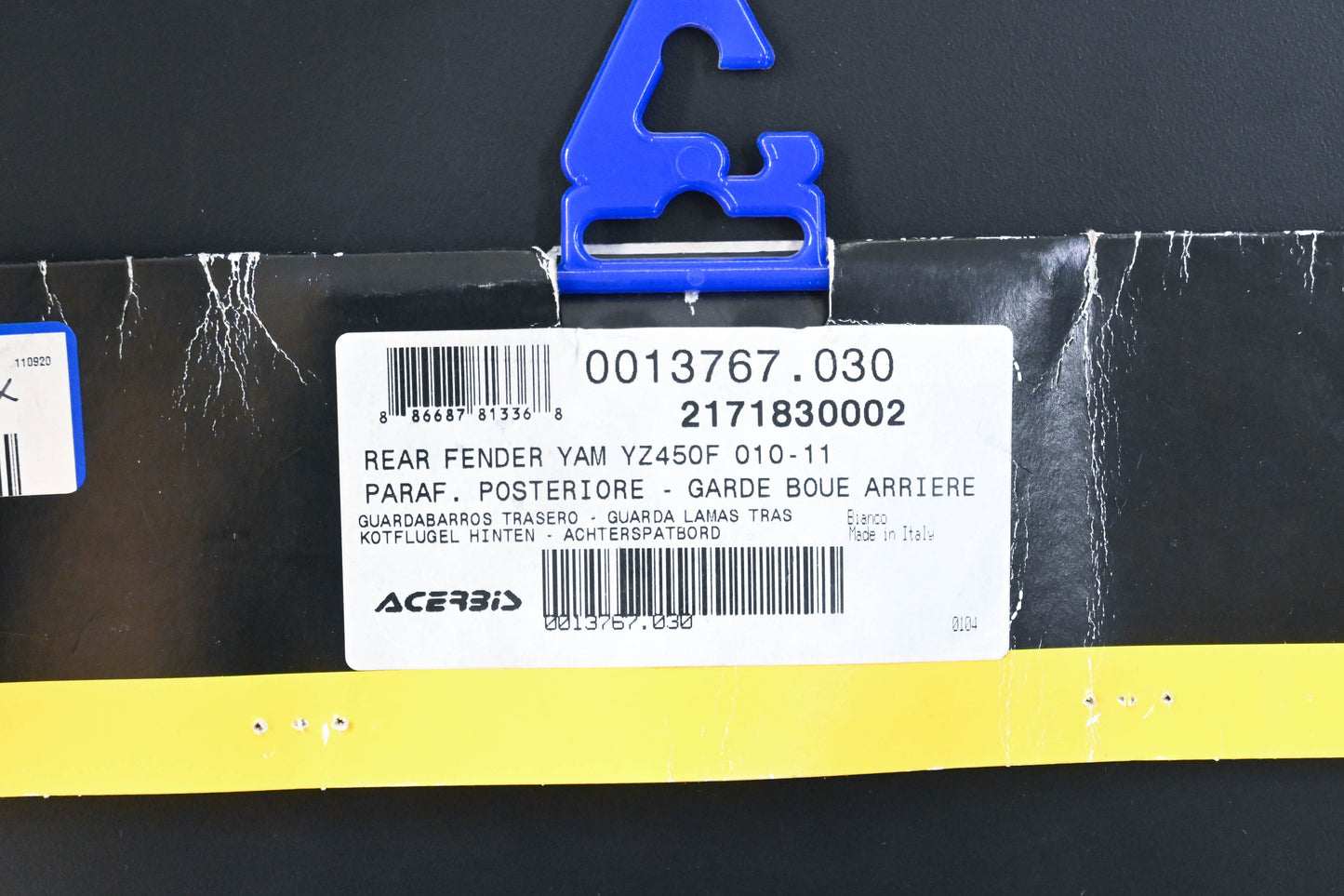 Acerbis 2171830002, 21718-30002 Yamaha White Rear Fender NOS
