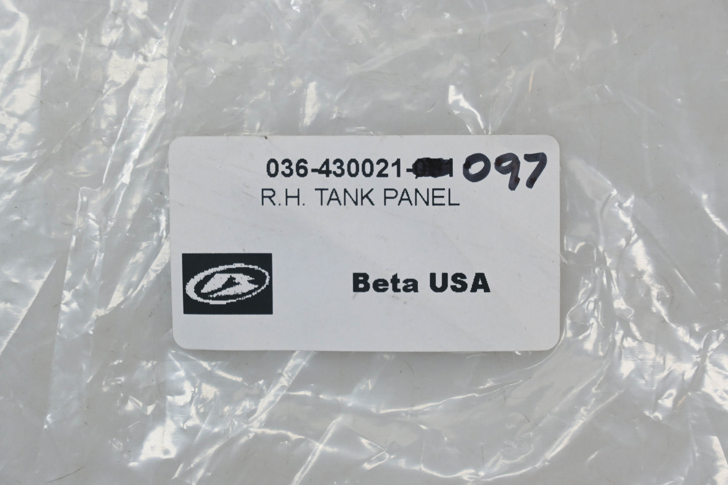 Beta 036-430021-097, 036.43.002.10.97 Red Right Tank Panel NOS