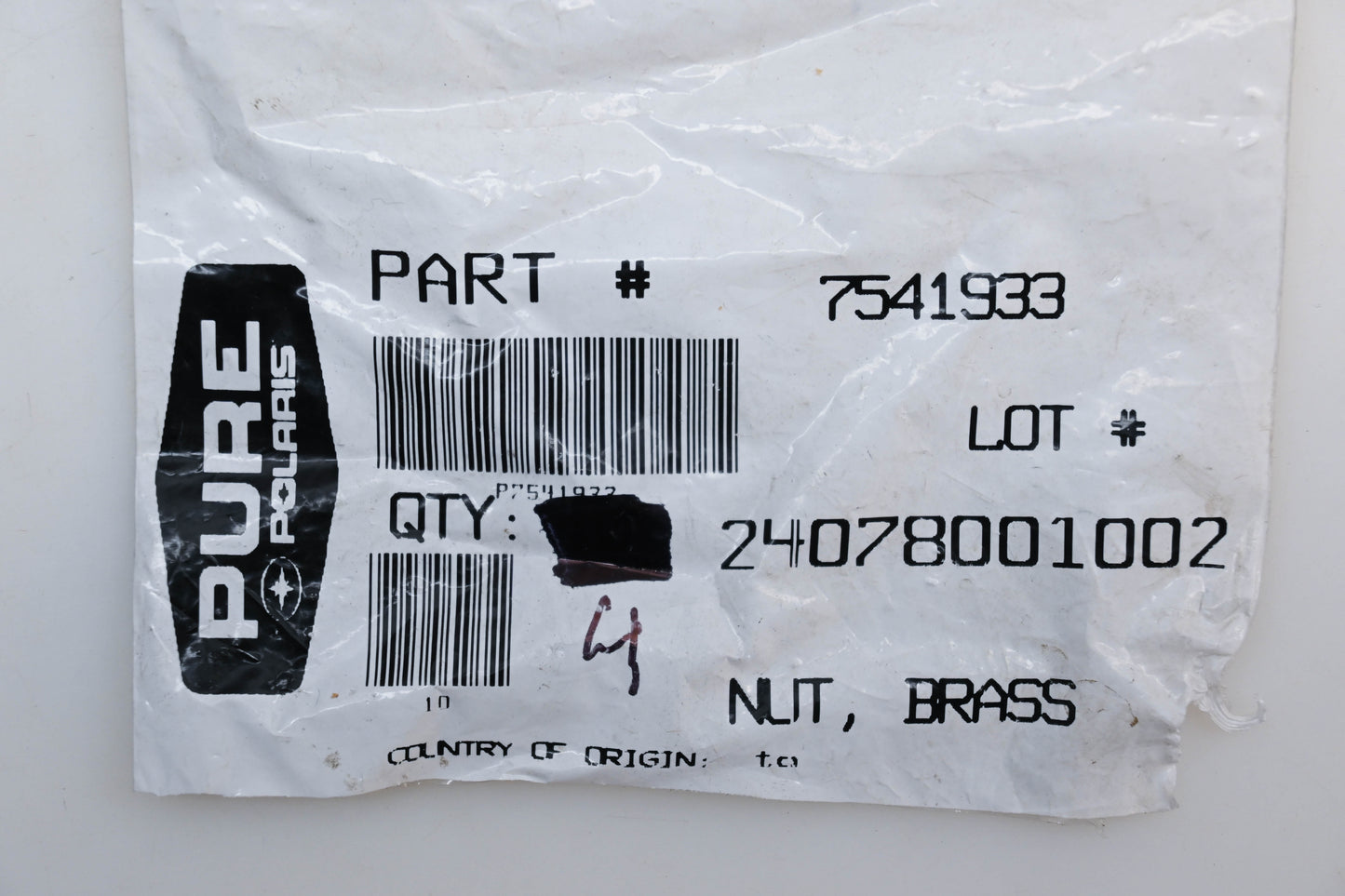 New OEM Polaris 7541933 Brass Nuts Qty 4 NOS
