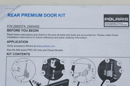 New OEM Polaris 2885074 Rear Door Kit NOS