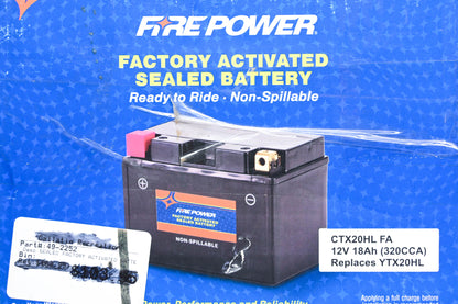 Firepower CTX20HL FA, YTX20HL, 49-2252 Factory Activated Sealed Battery 12V 18Ah NOS