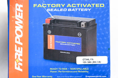 Firepower CTX4L FA, 49-2243 Factory Activated Sealed Battery 12V 3Ah NOS