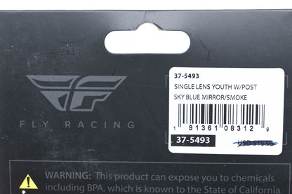 Fly Racing 37-5493 Sky Blue Mirror Youth Goggle Single Lens With Post NOS