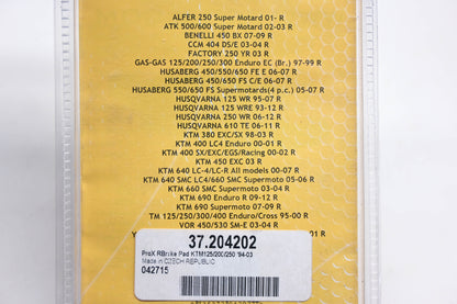 Pro-X 37.204202, 169352 Rear Brake Pad Kit NOS