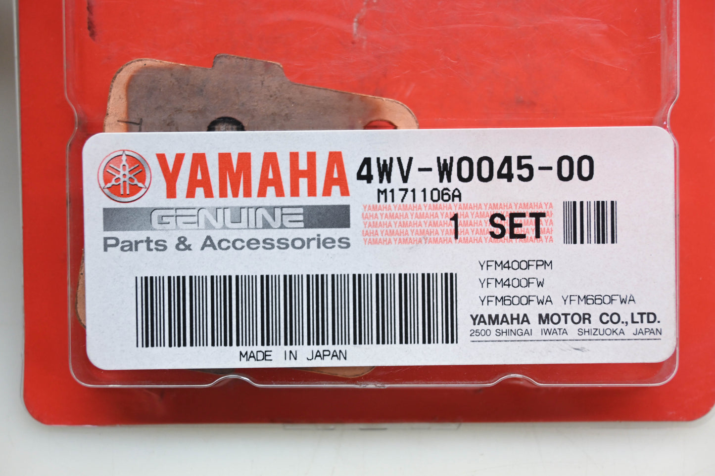 New OEM Yamaha 4WV-W0045-00-00 Disc Brake Pad Kit NOS