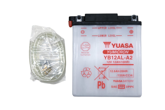 Yuasa YB12AL-A2, M22212, 49-1852 Conventional 12V 12Ah-10HR Battery Kit NOS