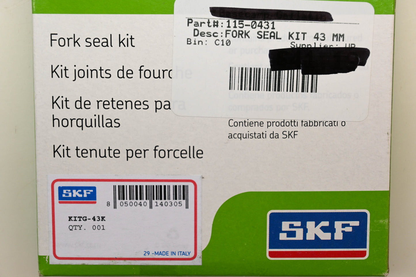 SKF KITG-43K, 115-0431 43mm Fork Seal Kit NOS