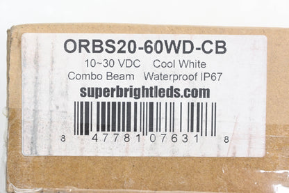Super Bright ORBS20-60WD-CB Cool White Combo Beam 20" 10-30vdc Light Bar Kit NOS
