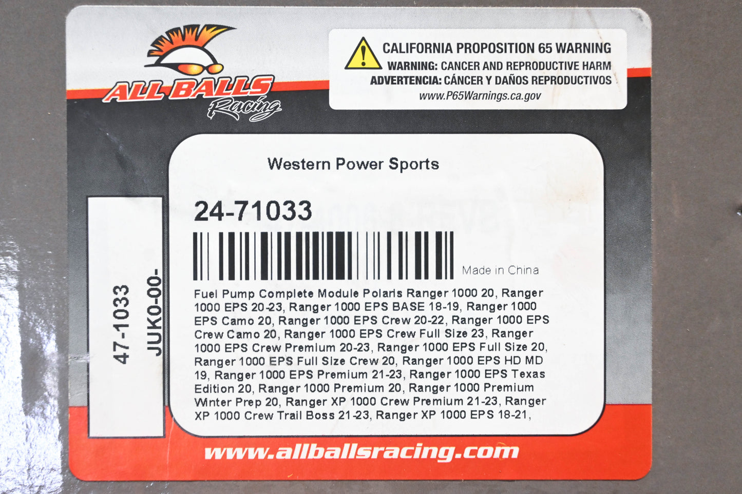 All Balls 24-71033, 47-1033 Fuel Pump Kit NOS